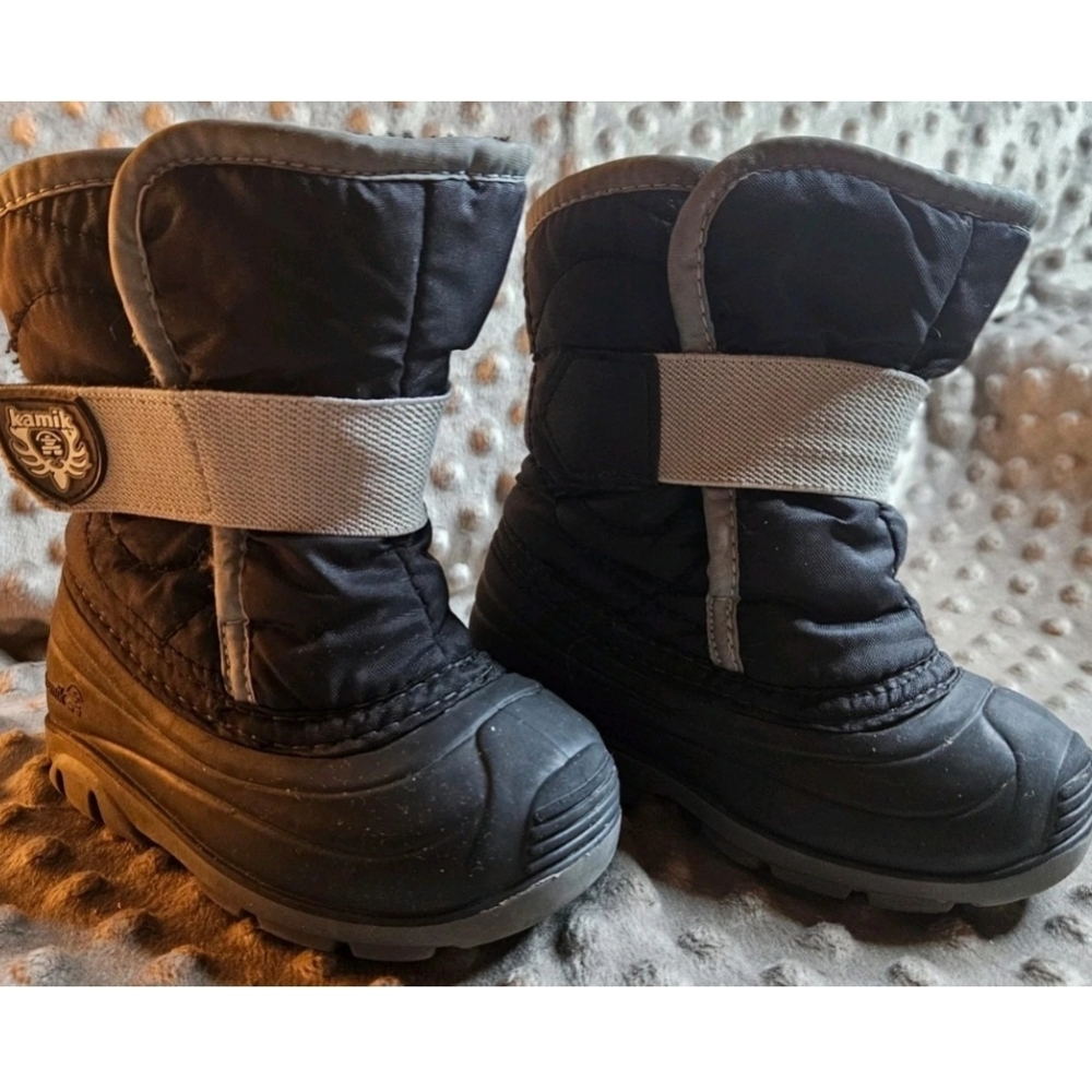 Kamik‎ Kids Toddler Black Waterproof Lined Snow Boots Size 6